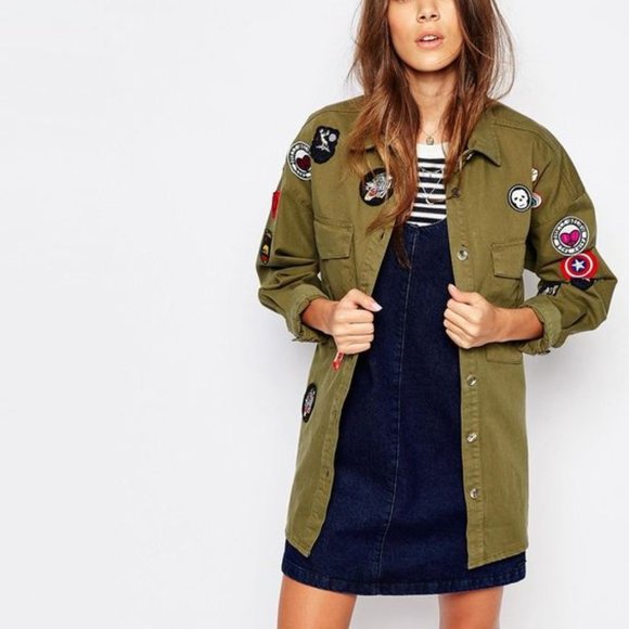 Pull&Bear Jackets & Blazers - ASOS Pull & Bear Military Patch Jacket